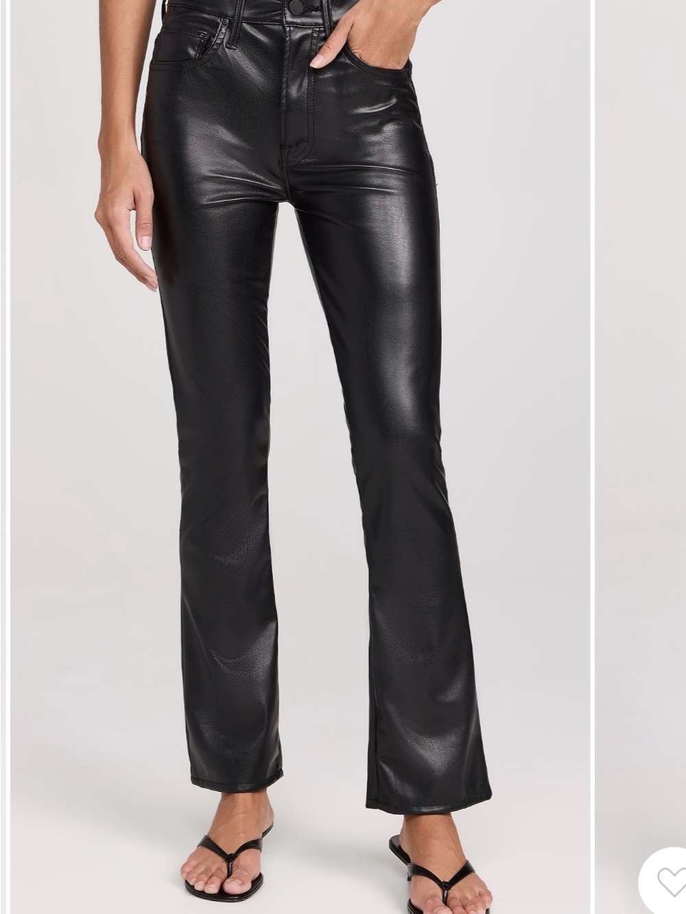 MOTHER Black Faux Leather Boot Cut Pants